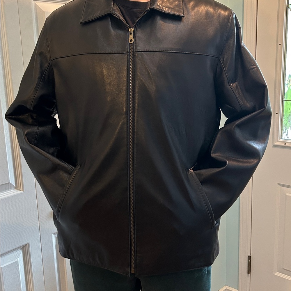 Black Leather Bomber Jacket